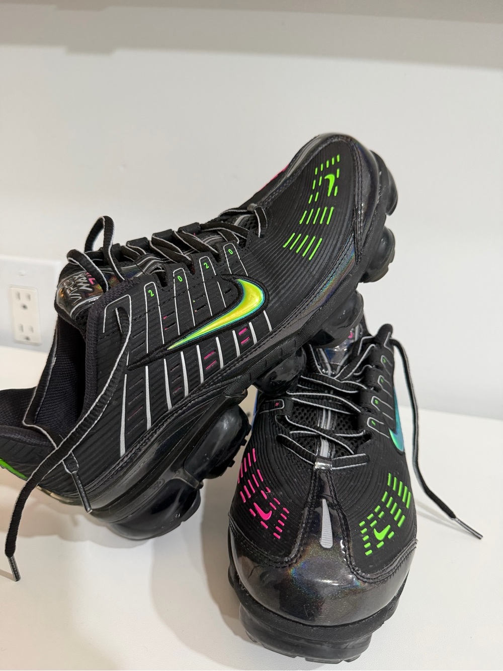 Nike Black Sneakers with Neon Green and Pink Accents